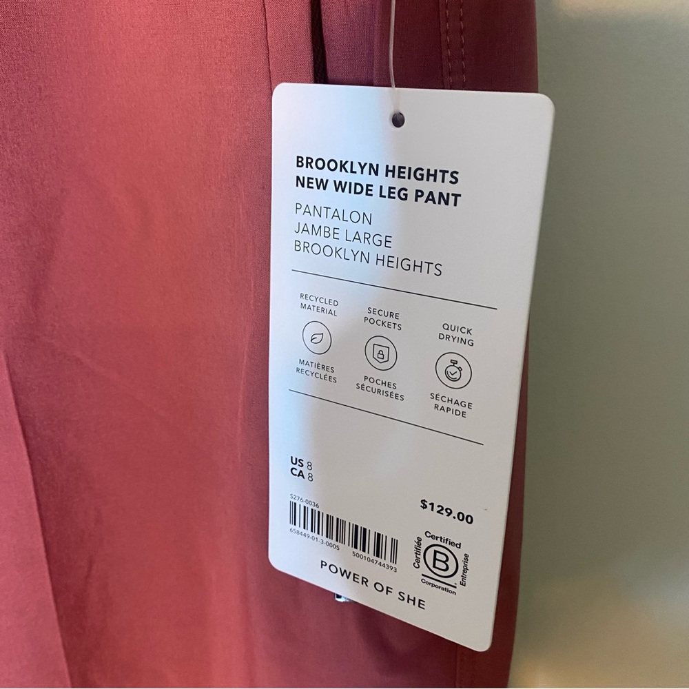 ATHLETA New Brooklyn Heights Wide Leg Trouser Pants Rose Pink Size 8 - Picture 11 of 14
